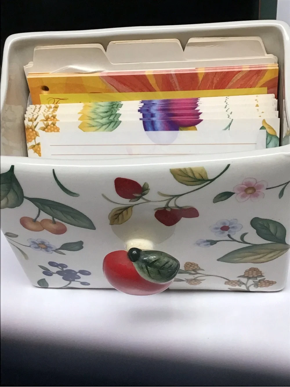Princess house fruit Recipe Box with Fruit Design and Assorted Cards cottagecore
